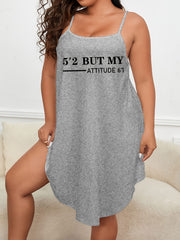 Sexy Lounge Dress Women's Plus Slogan Print Semi Sheer Cami