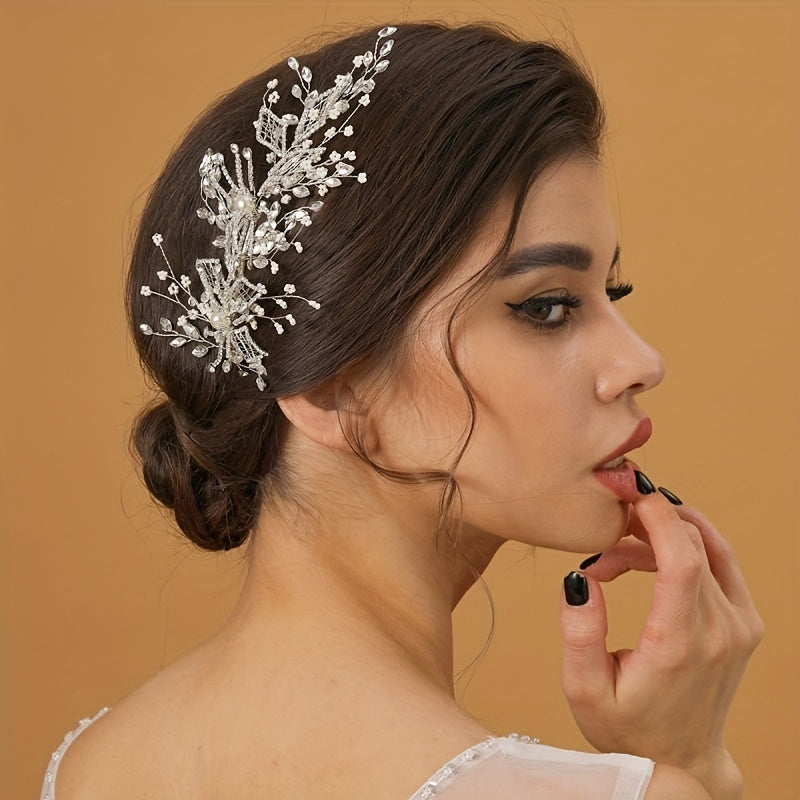 Bridal Crystal Pearl Hair Pin Tiara Rhinestone Head Piece Wedding Accessories