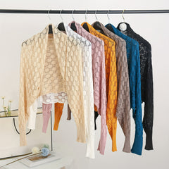 Short Knitted Geometric Cardigan Shawl for Women