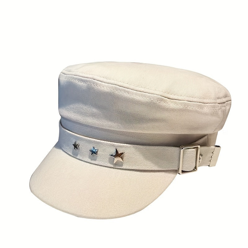 Men's Solid Cotton Newsboy Hat for Autumn/Winter