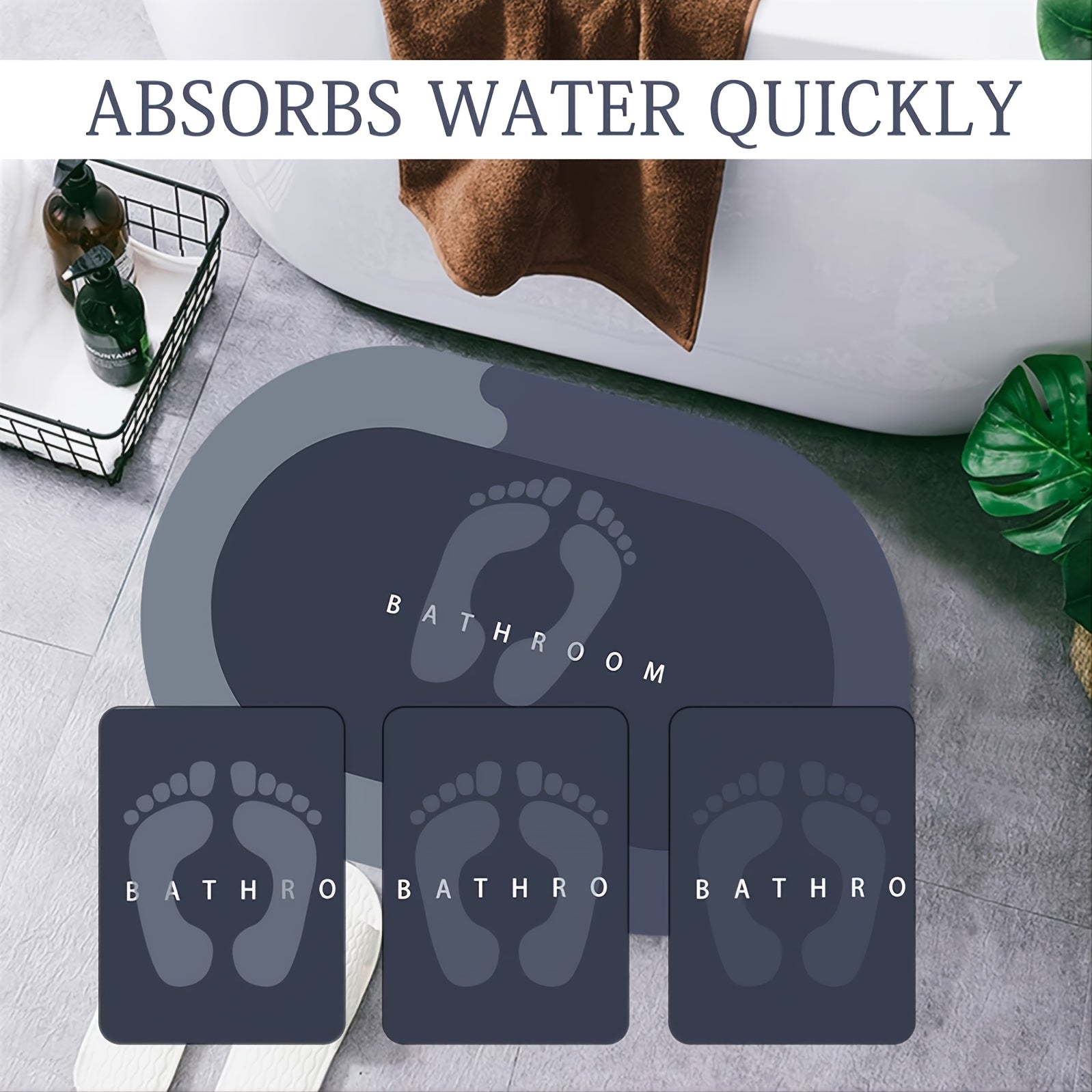 Absorbent Non Slip Bathroom Mat for Shower and Indoor Floor