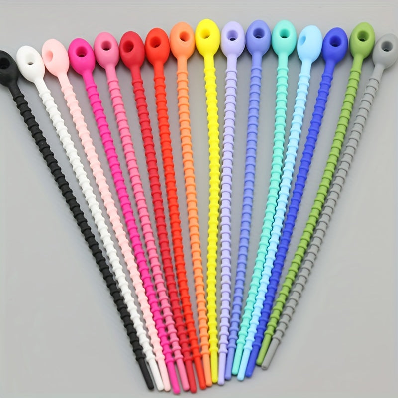 10pcs Silicon Cable Ties Reusable Candy Cable Organizer Silicone Keychain