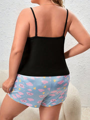 Eyelash Print Cami & Shorts Pajama Set
