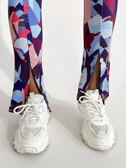 Geometric Pattern High Waist Split Yoga Bootcut Leggings