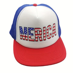 Merica Flag Print Trucker Hat Mesh Baseball Cap for Men Women