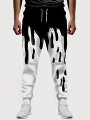 Shining Pattern Drawstring Sweatpants Loose Fit Pants Men's