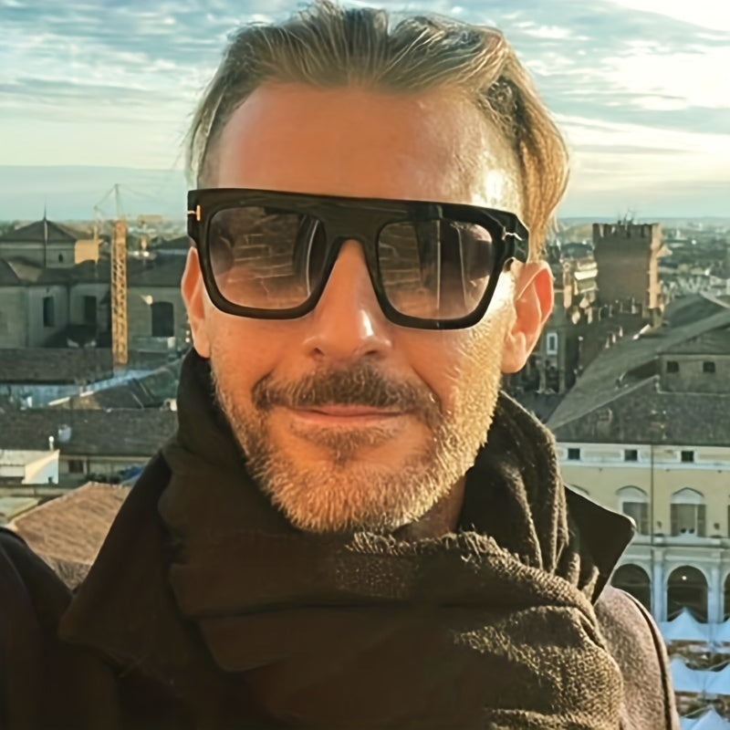 Vintage Square Frame Polarized Sunglasses for Men UV Protection