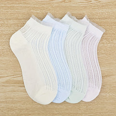 5 Pairs Breathable Princess Short Socks for Girls