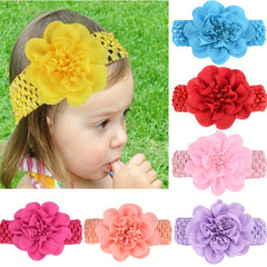 Chiffon Flower Knit Headband for Baby Girls