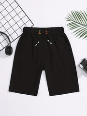 Boys Solid Shorts Elastic Waist Drawstring Quick-drying Casual Summer Outdoor