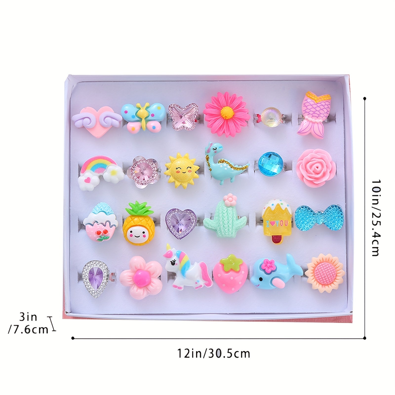 Colorful Resin Cartoon Pattern Rings For Little Girls