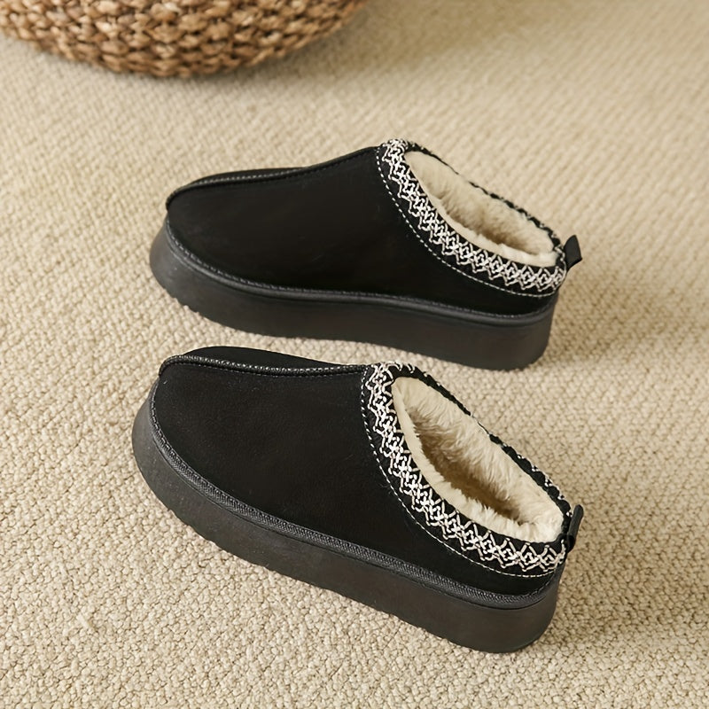 Women's Plush Lined Snow Boots Slip On Winter Ankle Boots