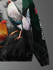 Men's Rooster Pattern Crew Neck Sweatshirt