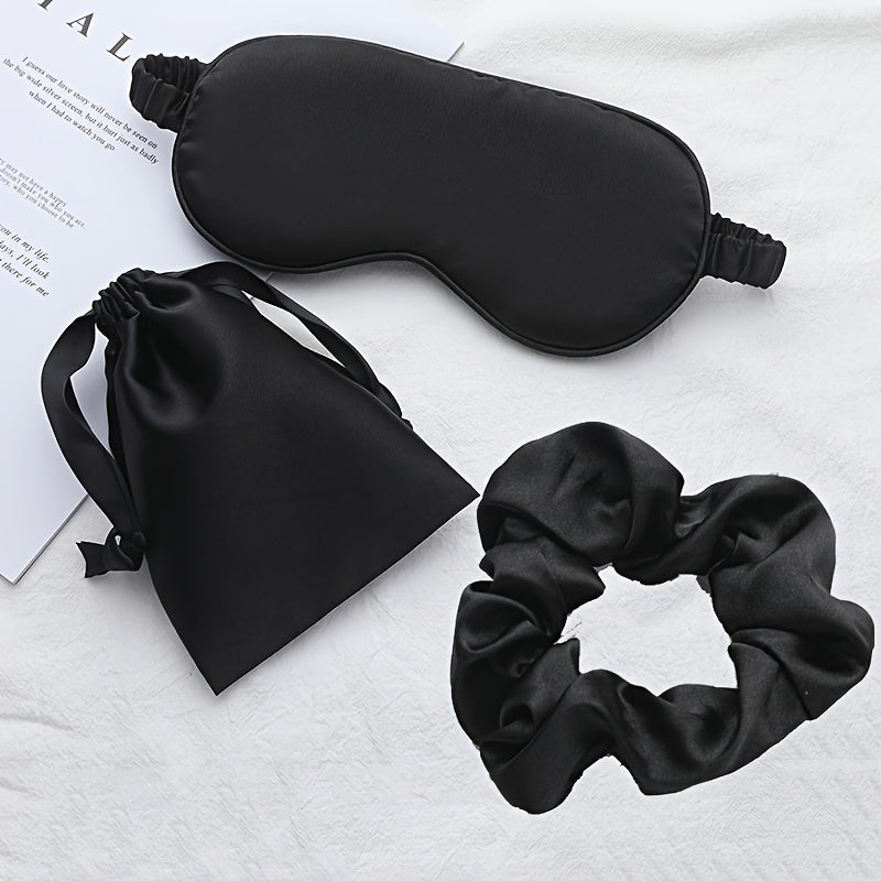 Soft Smooth Blackout Sleep Eye Mask With Storage Bag - Travel Relax Aviation