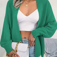 Casual Cardigan Women's Plus Solid Batwing Sleeve Open Front
