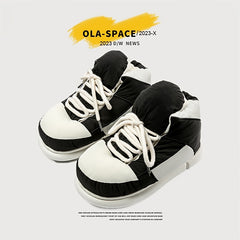 Men's Thick Thermal Slippers Anti-skid Comfortable Lace Up Shoes for Winter
