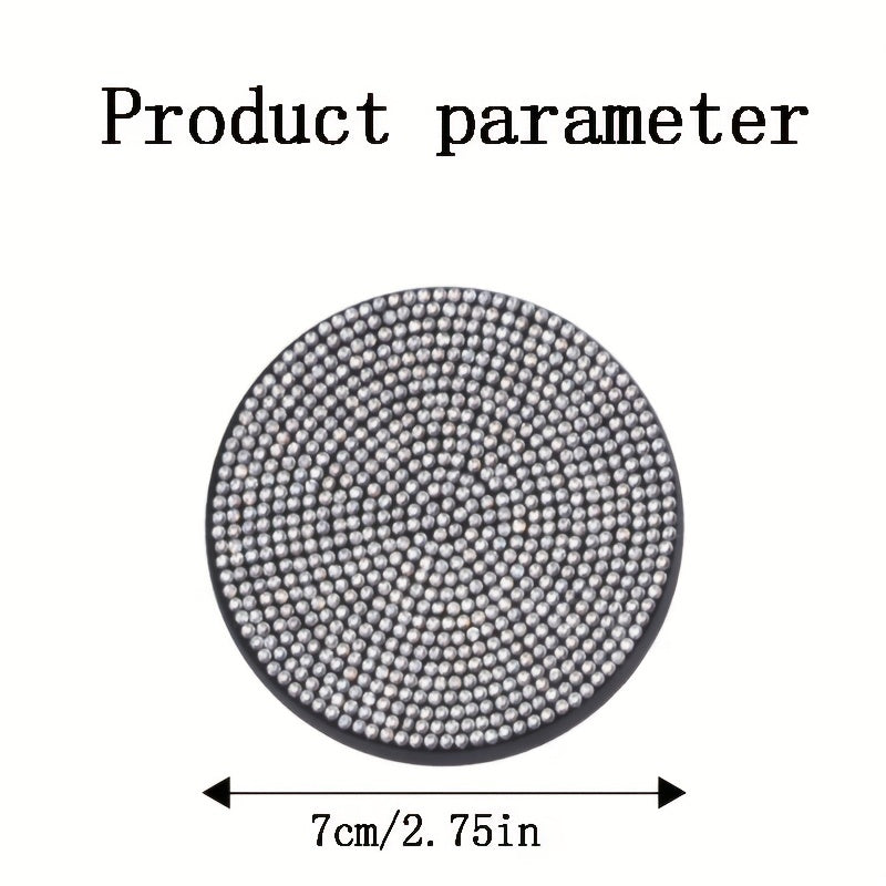 2pcs Car Non-slip Coaster with Artificial Diamond Design