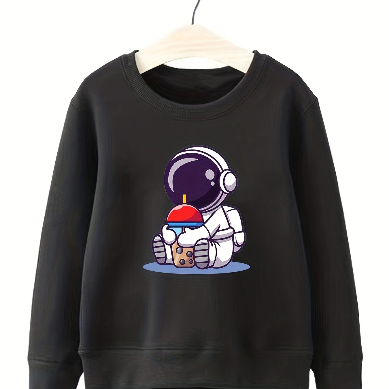 Girls Astronaut Bubble Tea Sweatshirt Long Sleeve Top