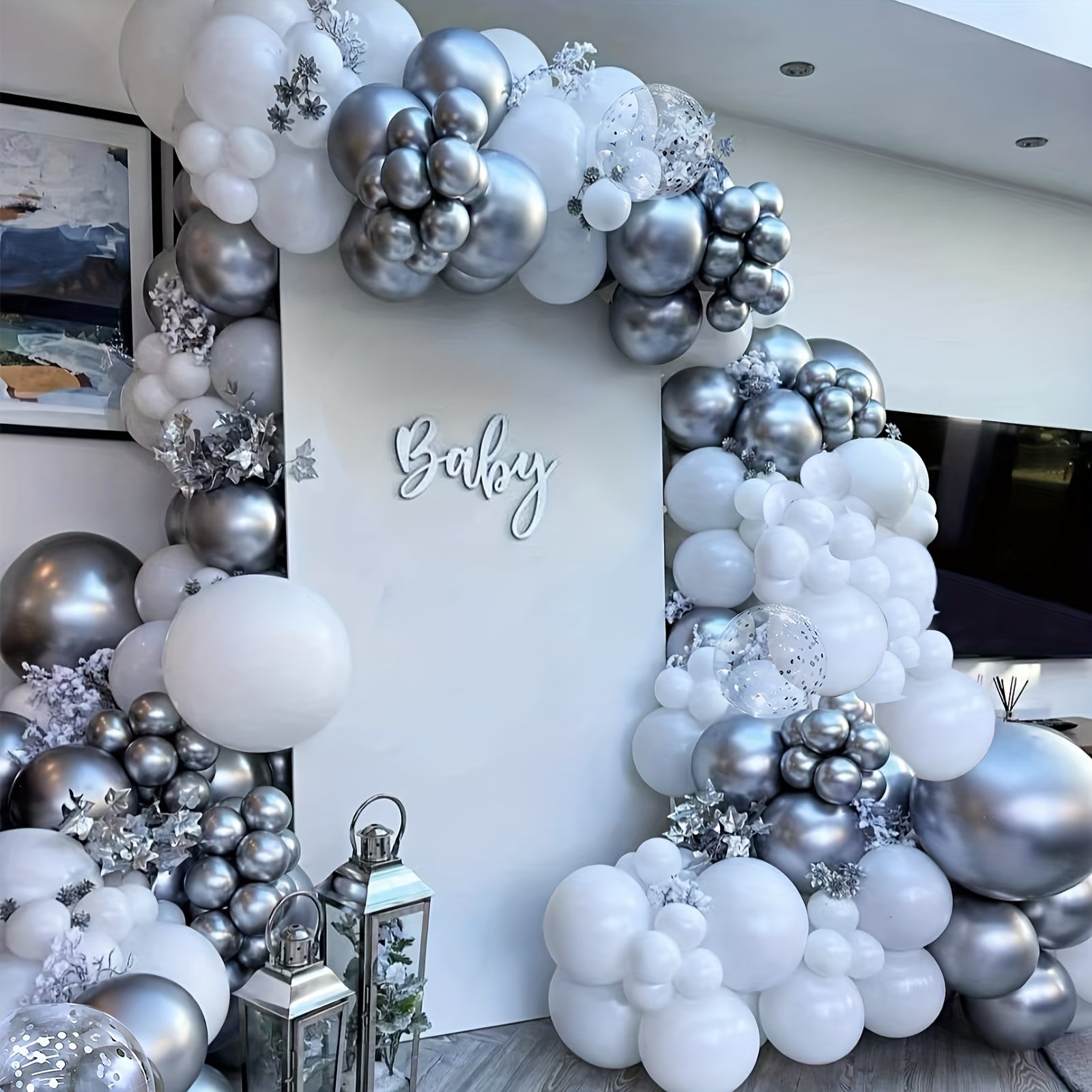 144pcs Silvery Confetti Balloons Garland Kit for Party Decoration