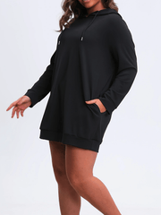 Drawstring Hooded Long Sleeve Sweatshirt Dress