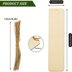 100pcs Wooden Blank Bookmark DIY Wooden Craft Unfinished Wooden Tag List Rectang