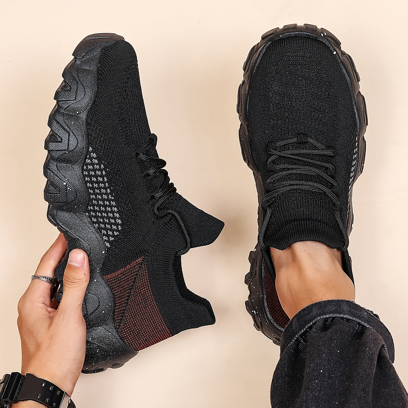 Men's Lightweight Knit Sports Sneakers Non Slip Running Shoes