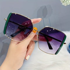 Oversized Gradient Lens Sunglasses Metal Frame UV400