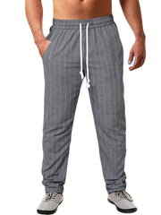 Stripe Drawstring Breathable Sweatpants Loose Fit Men's Joggers