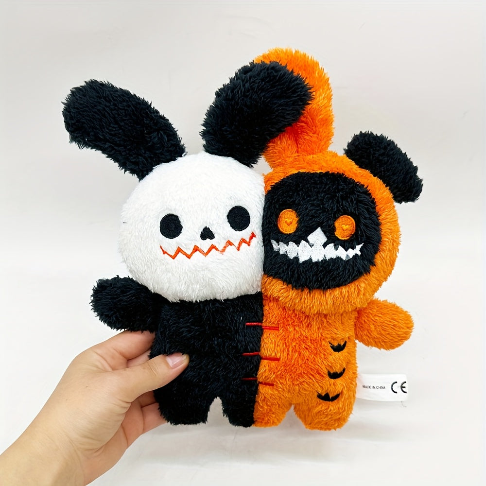 62in Double Headed Plush Toy Pumpkin Rabbit Skull Stuffed Animal Orange