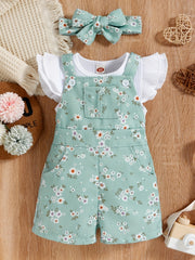 Baby Girls Floral Top & Overalls Set for Summer