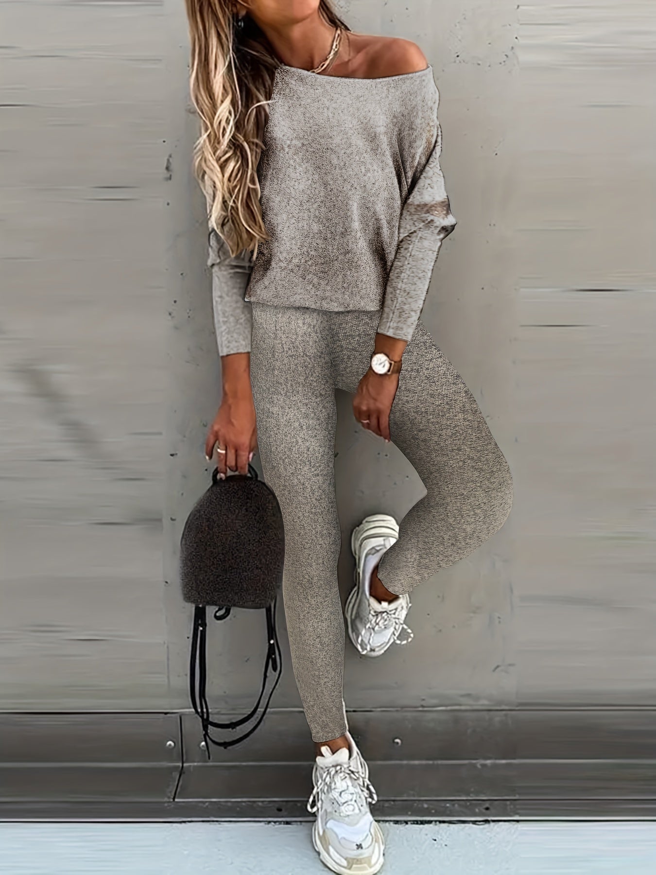 Casual One Shoulder Top & Leggings Set