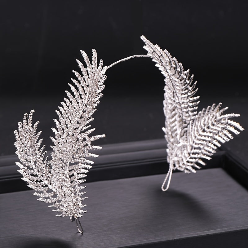 Rhinestone Feather Crown Hairband Bridal Wedding Party Favor