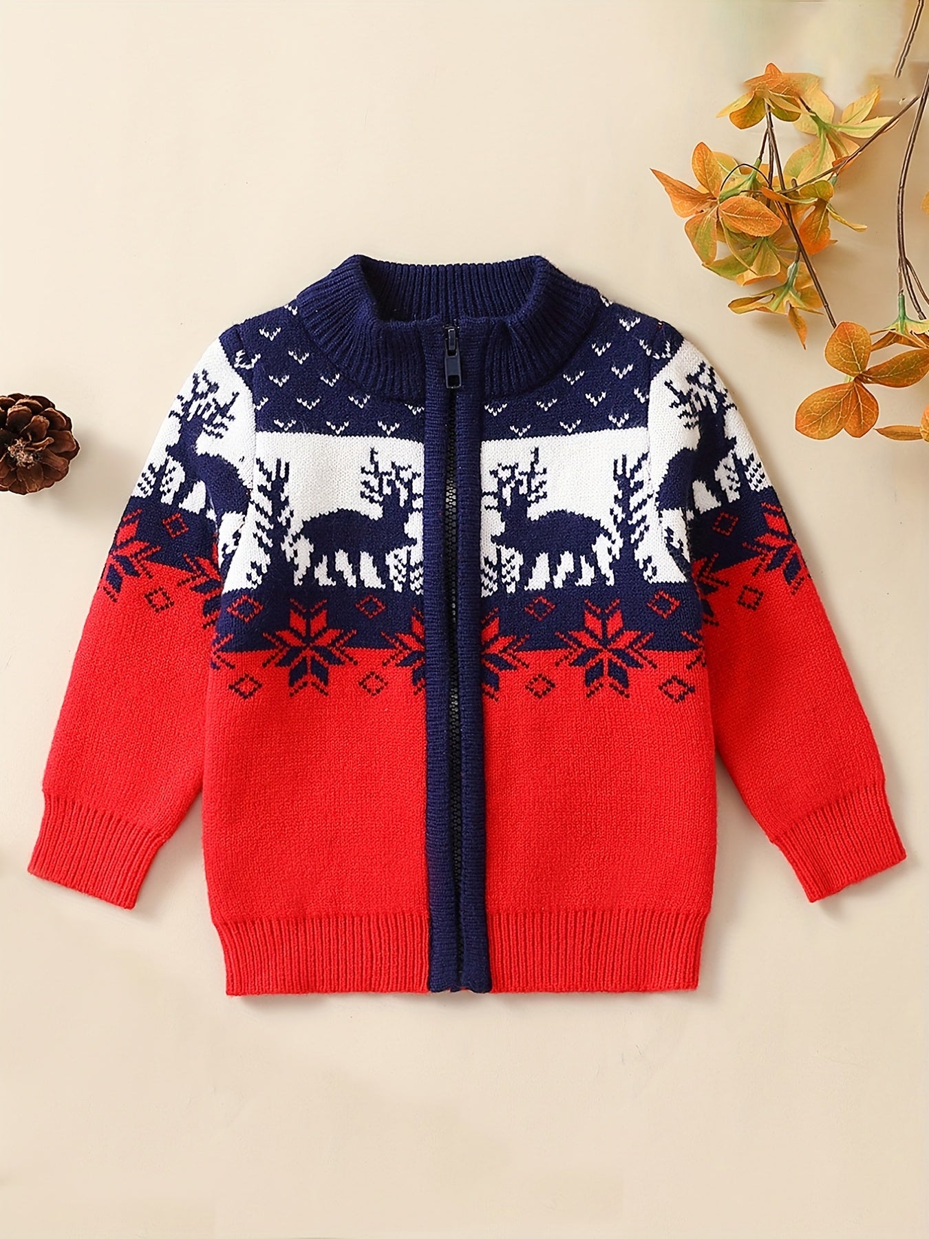 Baby's Christmas Costume Long Sleeve Zip Up Sweater