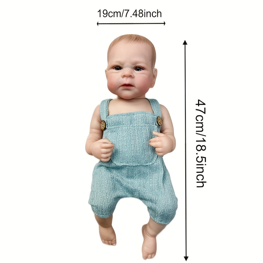 18.5" Open Eyes Elijah Boy Doll Realistic Full Body Vinyl Reborn Doll
