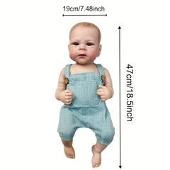 18.5" Open Eyes Elijah Boy Doll Realistic Full Body Vinyl Reborn Doll