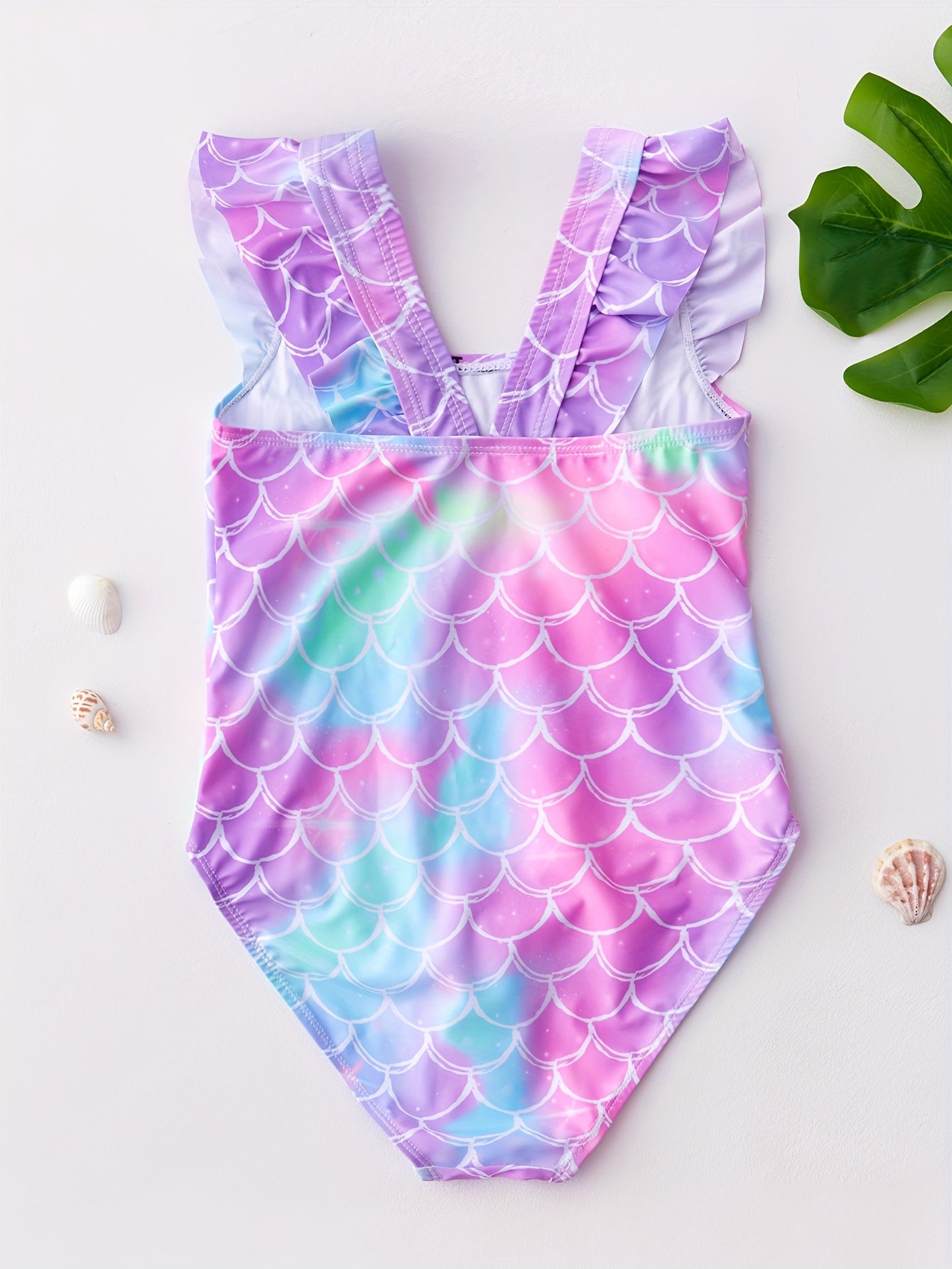Girls Fish Scale Print One Piece Swimsuit