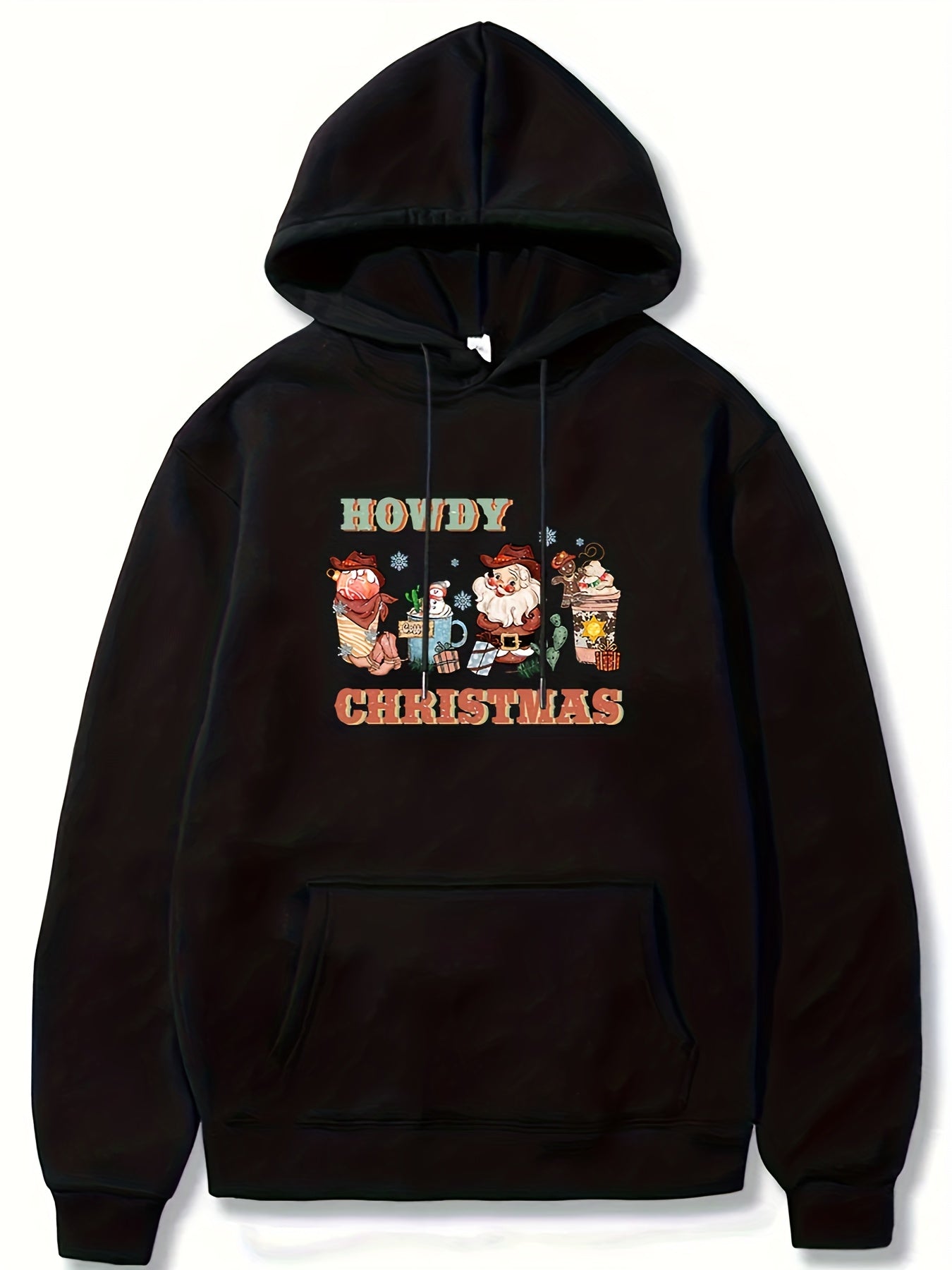 Christmas Print Hoodies For Men Graphic Sweatshirt With Kangaroo Pocket