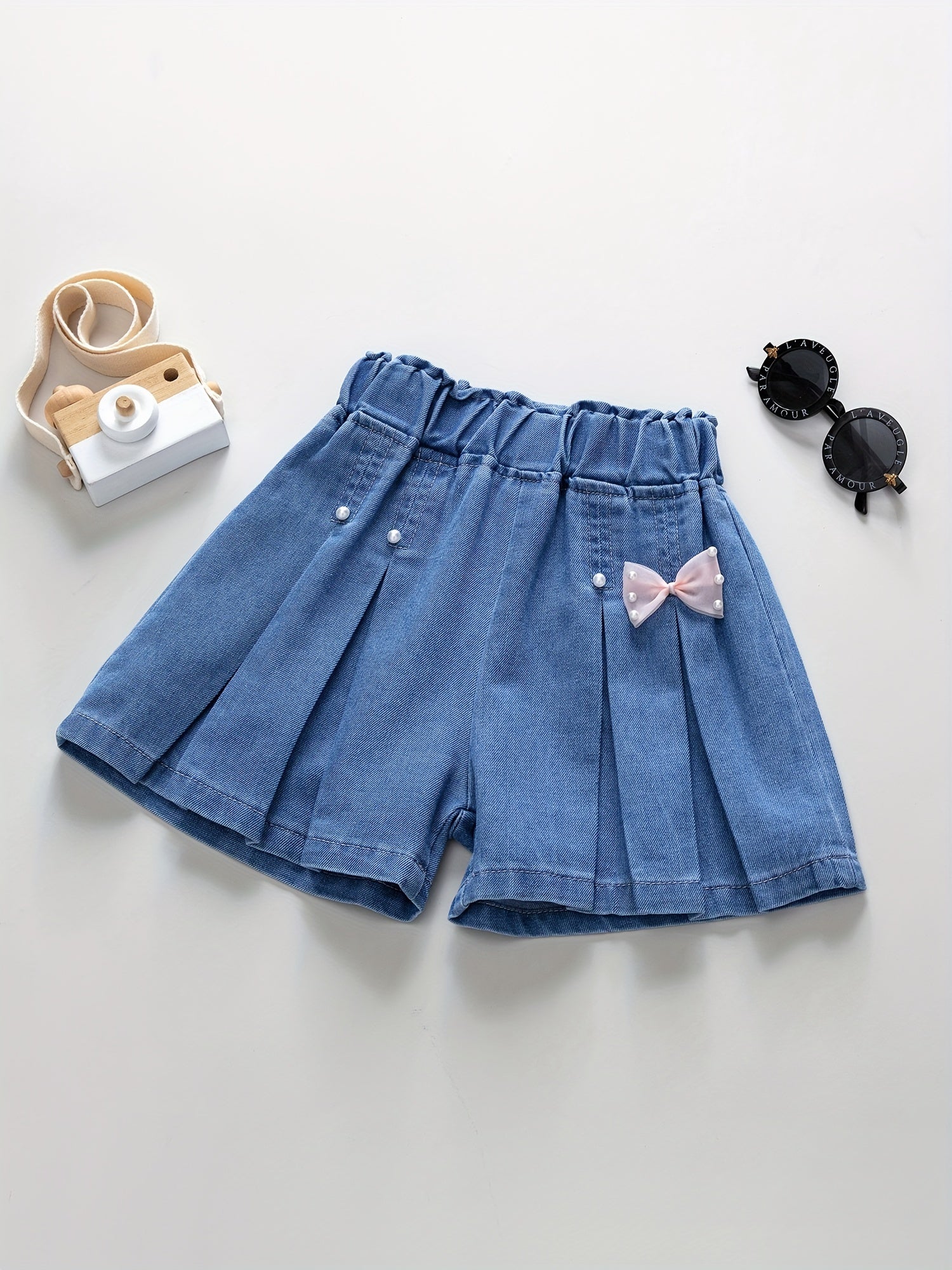 Girls' Denim Elastic Waist Shorts