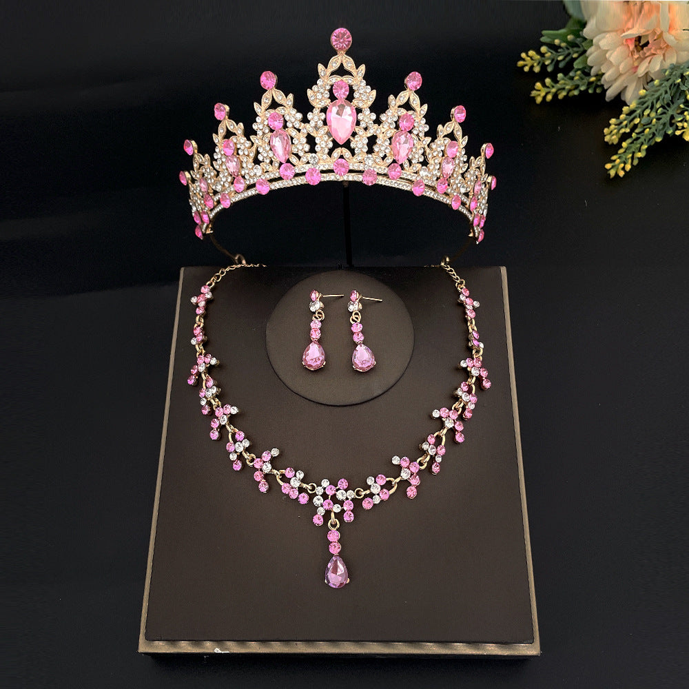 Crystal Bridal Tiara Crown Set Earrings Necklace Jewelry Women