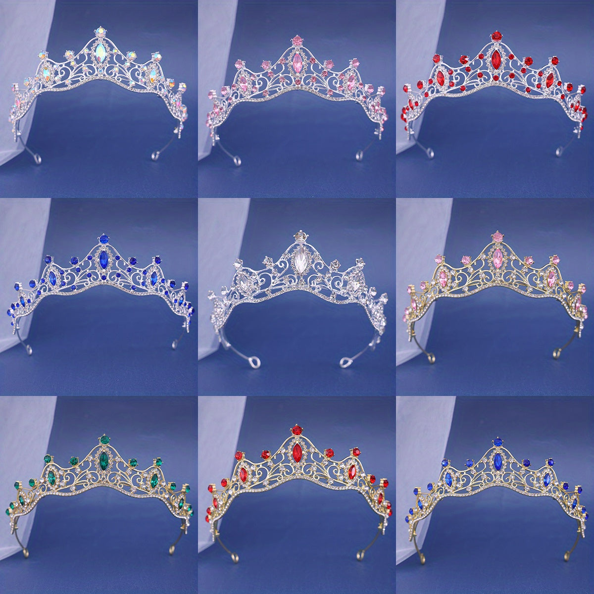Silvery Crystal Tiara Crown Rhinestone Bridal Hair Accessories for Wedding
