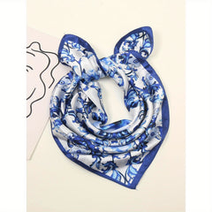 Personalized Photo & Floral Print Silk Feel Square Scarf