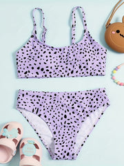 2pcs Leopard Print Swimsuit Set for Girls Summer Hawaii Gift