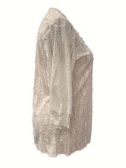 Lace Sleeve Open Front Cardigan