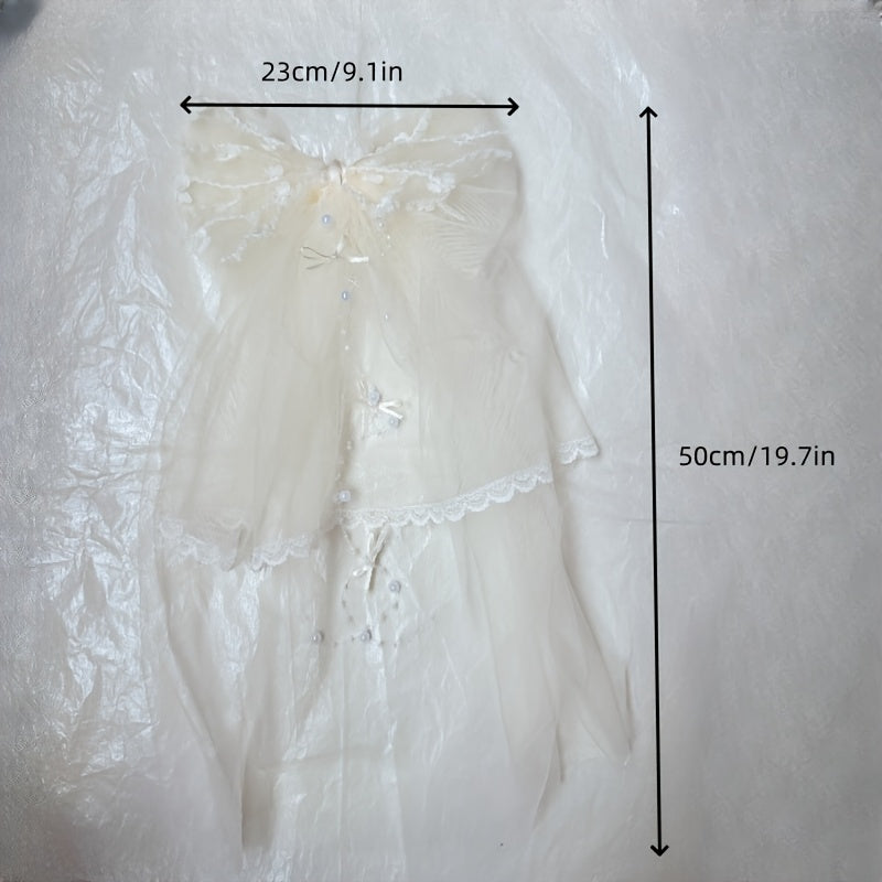 Bridal Butterfly Bow Veil Sheer Polyester Spandex Wedding Photogra