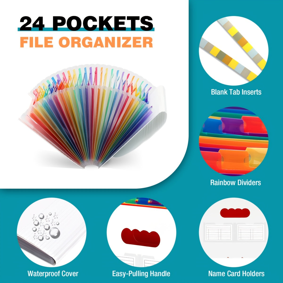 Accordion File Folder with Blank Labels, File Organizer