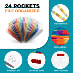 Accordion File Folder with Blank Labels, File Organizer