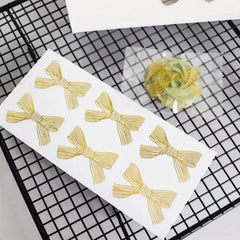 Golden Butterfly Bow Hot Stamping Round Transparent Stickers