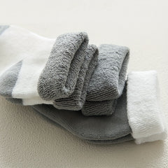 5 Pairs Baby's Grey Striped Plush Crew Socks