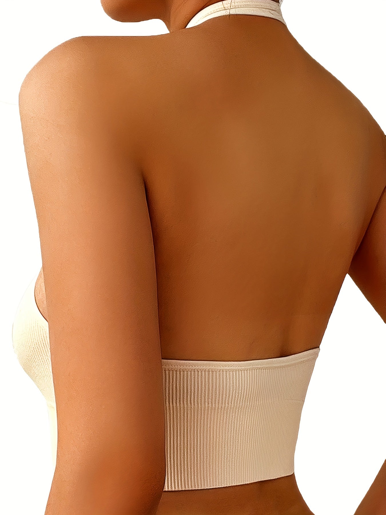 3pcs Solid Halter Tops Sleeveless Stretch Top Women's Lingerie