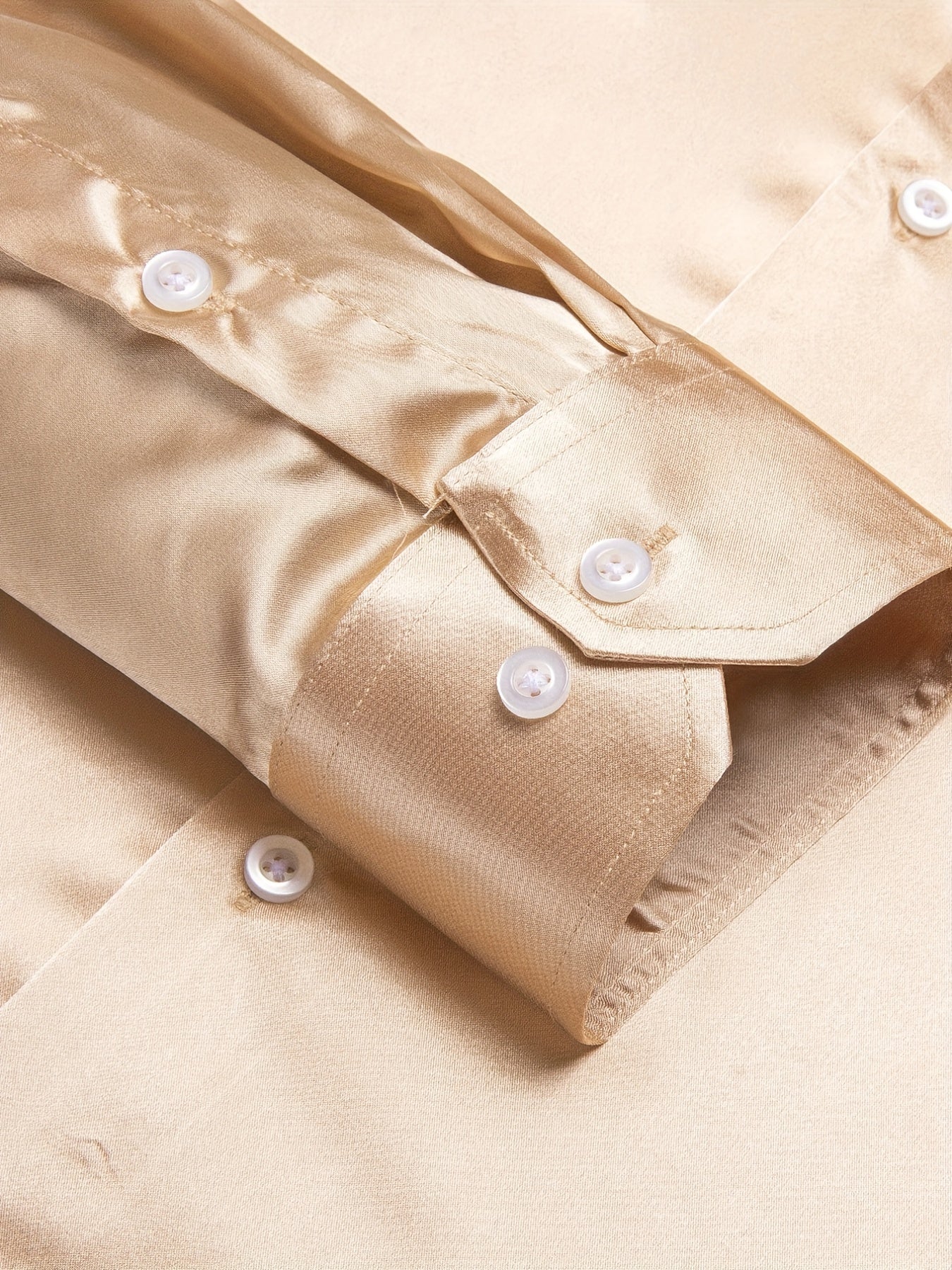 Men's Silk Button Down Long Sleeve Shirt for Wedding or Regular Fit